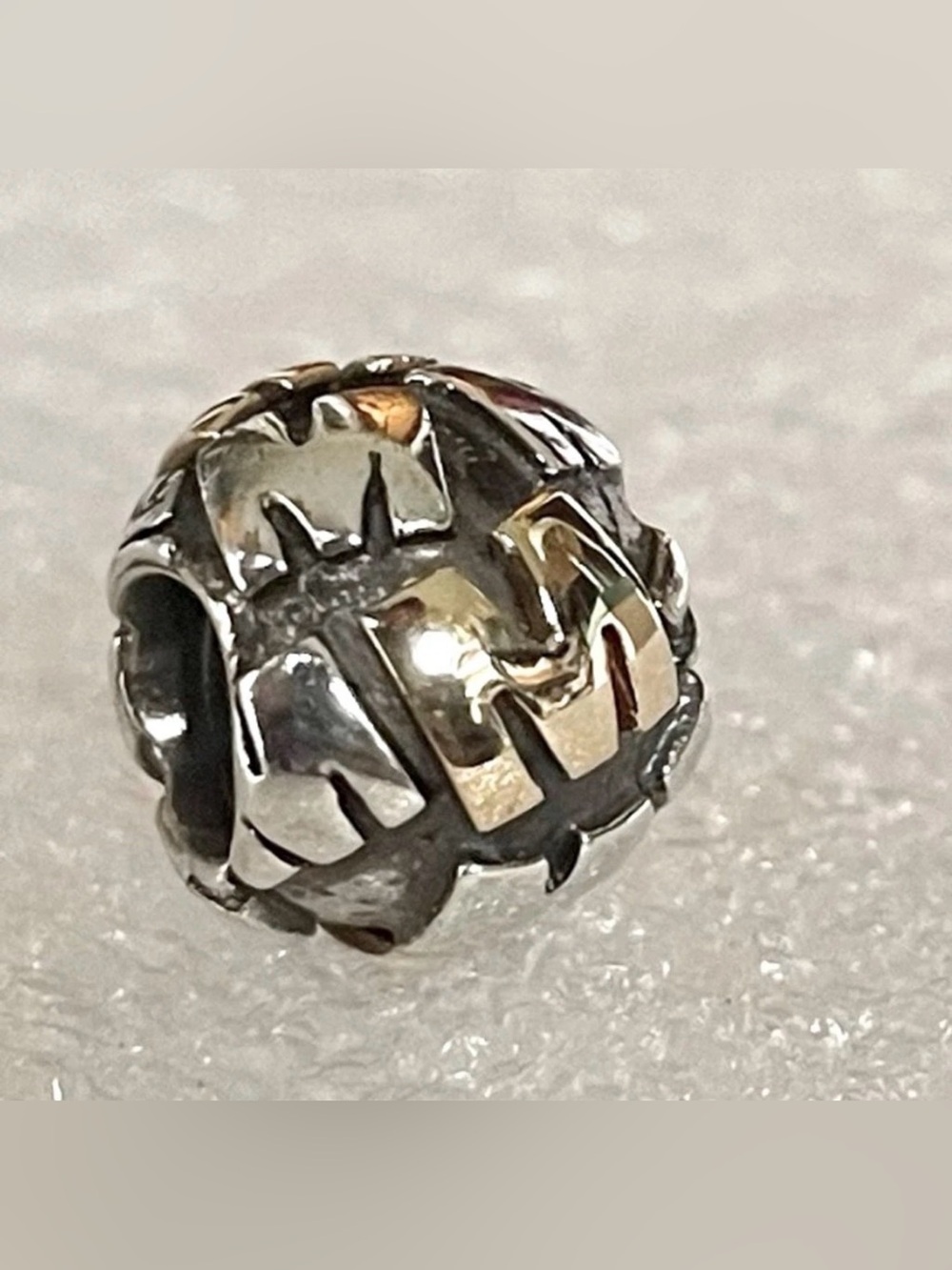 Authentic Pandora 14K Gold & Sterling Silver "Alphabet Letter M" Charm